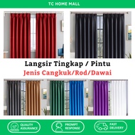 Plain Curtain Langsir Tingkap Pintu Bilik Dapur Sliding Door Murah Hook Cangkuk Semi Blackout Tirai 