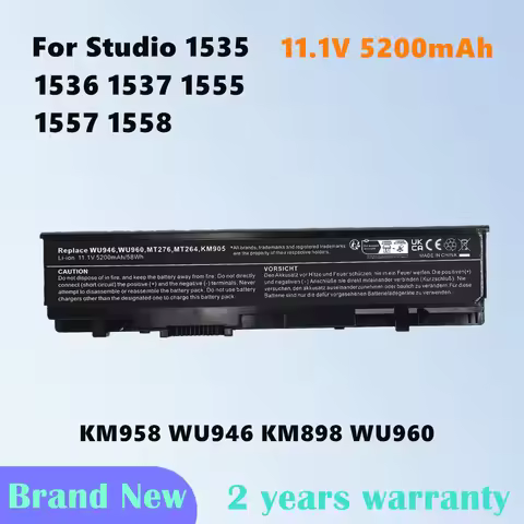 New 6 CELLS Laptop Battery For Dell Studio 1535 1536 1537 1555 1557 1558 WU946 WU960 MT276 MT264 KM9