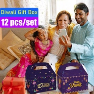 12 pcs Diwali Gift Boxes Deepavali Candy Handheld Paper Box Festival Party Gift Wrapppers