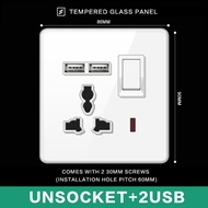 LEJIA Ultra Frameless white Wall Glass Panel Switch 13 Amp Modern Lighting Switch Universal 3-pin pl