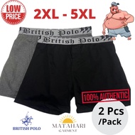 British Polo 2pcs Men Trunk Big Size 2XL-5XL Men Boxer 100% Cotton Comfort Men Underwear Spender Sai