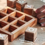 Classic Wooden XO Play Set With 9 Bricks And A Base - Perfect For Family Game Night And Home Decorat