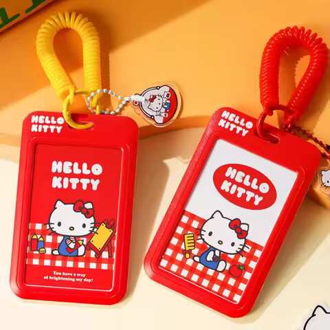 Genuine Sanrio Hello Kitty Card Holder Student Id Meal Card Transit Card Protective Case Cute Cartoo