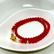 蓮花 天然淡水珍珠 南紅瑪瑙 手鏈