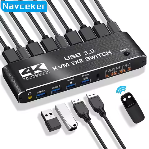2x2 HDMI kvm switch 4K 60Hz Dual Monitor KVM HDMI Extended Display USB KVM Switcher 2 in 2 out for 2