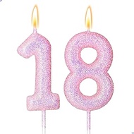 18 Candles 18th Birthday Decorations for Girls, Pink 18 Candle for Birthday Cake, 18 Cake Topper for