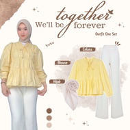 Modern Women's Suits Series | One Set 3in1 | Outfi Hang Out | Blouse + Pants + Hijab - BU111N