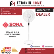 SONA 16" 3 -IN-1 REMOTE STAND FAN SFS 6411