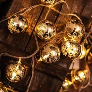 led聖誕裝飾聖誕燈飾燈串波波櫥窗客廳聖誕氛圍佈置掛件網紅電鍍球彩閃燈串