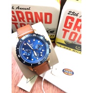 FOSSIL FB-01 leather strap stainless steel chronograph watch