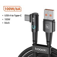 Toocki สาย USB 90องศา C ชาร์จไฟรวดเร็ว100W 6A Type C สายชาร์จสำหรับ Huawei Mate 50 Pro Xiaomi Samsun