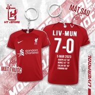 Liverpool Jersey keychains printed Match Ratio with Manchester United 7-0, Merseyside Red Devil fan souvenir keychains