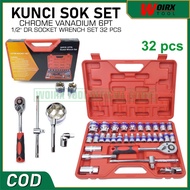 WOIRX TOOL Socket Wrench Set 1/2" inch 32pcs Shock Socket Wrench