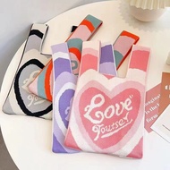 Ladies Tote Bag Knitted Bag Bucket Bag Knitted Handbag Flying Knitted Bag Shoulder Bag Love Bag 10.G