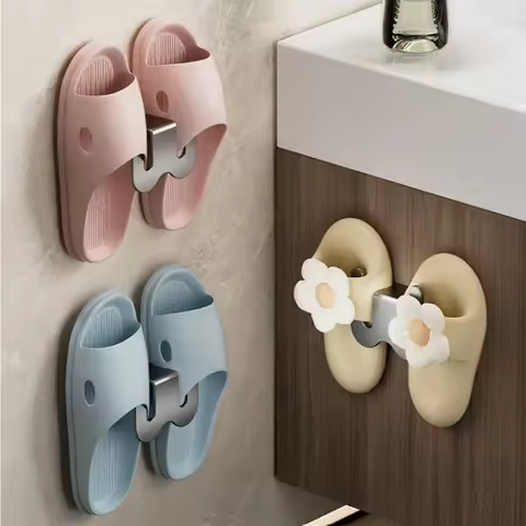 Wall Mounted Bathroom Slipper Rack No Punching Bedroom Neat Storage Shoe Drying Rack Toilet Drainage