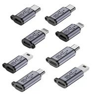 5ชิ้น USB Type-C อะแดปเตอร์ชนิด C ต่อ Lightning เป็น Micro to Mini USB ตัวเมียไปยังตัวผู้แปลงข้อมูลสำหรับชาร์จ Xiaomi Samsung