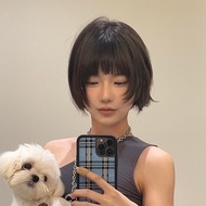 Wig Female Short Hair hanni Same Style Korean Girly Layered Bob Head cos Cute Daily jk Full Headgear