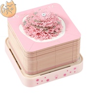 3D Desk Calendar Creative 3D Art Calendar with Light Cherry Tree Shaped Calendar Memo Pad Battery Po