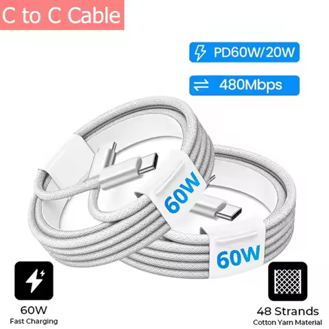 200Pcs 60W Fast Charging 1M 2M 3M Fabric Nylon USb C to USB-C PD Type c Cable for Samsung s10 s23 s2