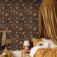 Bohemian Style Wallpaper Retro Wallpaper Self-Adhesive Aluminum Foil Bottom Cabinet Decoration Stick