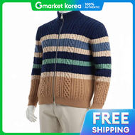 MAISON KITSUNE STRIPED CABLE ZIPPED CARDIGAN NM00505KH0001-0034 스트라이프 คเบล แจคเกตซป