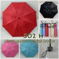 PAYUNG LIPAT 3D POLOS OSAKA/Payung Lipat 3 Polos Warna/Lapisan kain dalam hitam