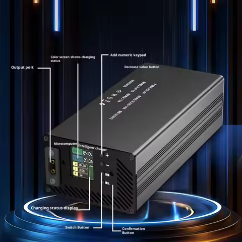 10 - 93V Adjustable Charger 3- 15A 20A 90V for 18650 LiFePO4 Lithium ioN 14.6V 29.2V 58.4V 54.6V 87.