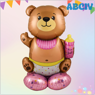 ABCIV Large Pink Stand Bottle Bear Foil Balloons For Baby Girl Birthday Party Decorations Kids Baby Shower Girls LKIUY