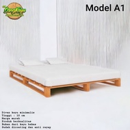 tempat tidur kayu minimalis dipan divan alas matras kasur spring bed - 90 x 200 cm ongkir standar