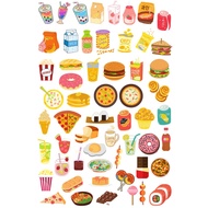 Big 50++ pcs per pack Aesthetic Sticker Aesthetic Sticker scrap book glossy food beverage boba