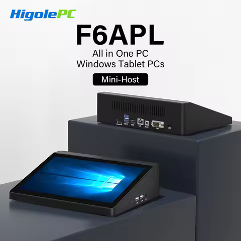 Higole F6APL 10.1'' Fanless Mini PC Intel J3455 Windows 10 WiFi5 4GB 64GB 2340mAh 4K RS-232 RJ45 Lap