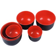 ชามเมลามีน ชามข้าวพอร์ซเลนเลียนแบบสีดำแดง ชามผงซุป ชามก๋วยเตี๋ยว เครื่องใช้บนโต๊ะอาหารพลาสติกเมลามีนสองสี6.5 นิ้ว