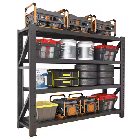 59” W Storage Shelves, 5000LBS Garage Shelving Heavy Duty, 4-Tier Adjustable Metal Storage Shelves, 