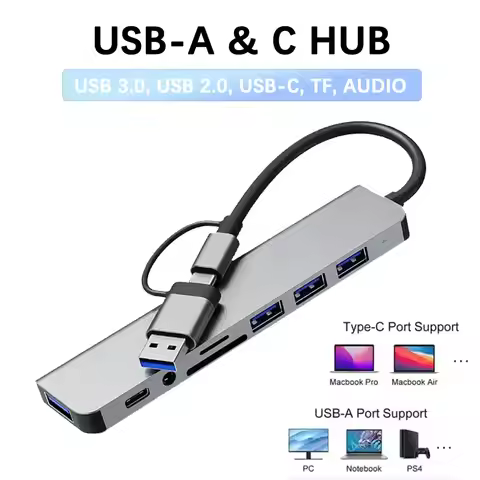 8 In 2 USB C Hub Type C HUB Docking Station with 3.5mm Audio Jack Adapter SD/TF Card Reader For Macb