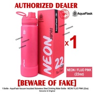 AQUAFLASK 22oz NEON PINK FLUO PINK Aqua Flask Wide Mouth with Flip Cap Spout Lid Flexible Cap Vacuum