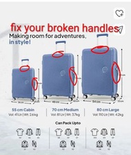 DIY fix your own broken luggage handle on American tourister curio small medium or large size baggag