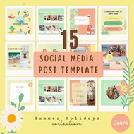 Canva Template for Instagram - Summer Holidays 15 posts - Facebook | Instagram Like | Followers Inst