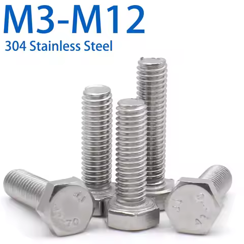 304 Stainless Steel Long Hexagon Head Bolt Extended Hex Bolt Full Thread Screw M3 M4 M5 M6 M8 M10 M1