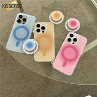 KISSCASE Splash Ink Magsafe เคสโทรศัพท์มือถือสำหรับ IPhone15Promax ขาตั้งซองแบบพับปิดยืดหดได้เปลือก IMD สองชั้นสำหรับ Apple15 Pro Max 14 Plus 13 12ฝาหลัง