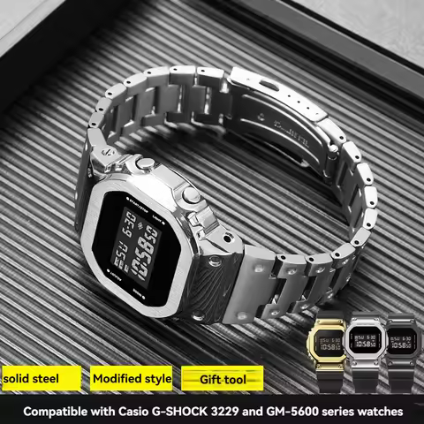 For Casio Small Square Watch G-SHOCK 3229 GM-5600 Modified Accessories Case Steel Strap 316L Stainle