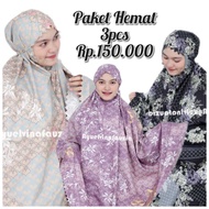 KATUN 3-piece travel mukena with mini pouch motif, 2-in-1 zippered premium cotton