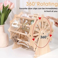 Claw Clip Hair Accessories Storage Wooden Rack 0 Degree Rotating Ferris Wheel Shape Storage Rack Cre