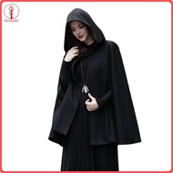 fulaide Hooded Cape Jacket Women Cape Coat Winter Women Hooded Cape Coat Thick Knee-length Retro Got