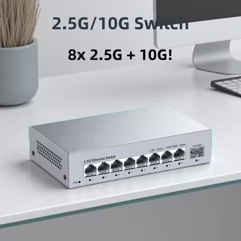 LIANGUO 2.5Gb 8 Port Network Switch 2.5Gbps Unmanaged Ethernet Switch with 10Gb SFP+ Slot Home Lab S
