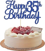 Gyufise 1Pc Happy 35th Birthday Cake Topper Glitter 35th Birthday Cake Pick Cheers to 35 Years Old T