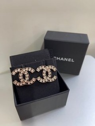 Chanel Earrings 耳環 大logo 閃石