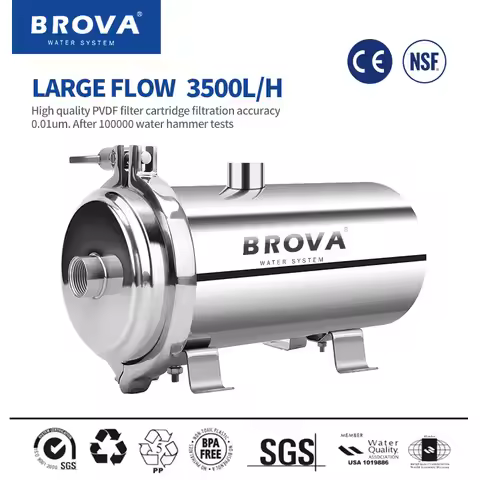 BROVA 0.01μm Ultrafiltration Water Filter PVDFWhole House UF System Reusable Membrane 5-Years Use Ho