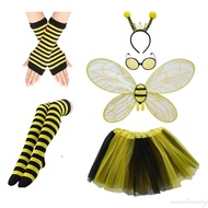 [SSC] Kids Girls Bee Costume  Elastic Waist Tulle Skirt with Wings Cosplay Costume