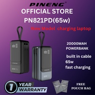 PINENG powerbank PN821 PD 65W 20000mAh Three-Port Fast charging Power Bank with Type C Two-Way Cable