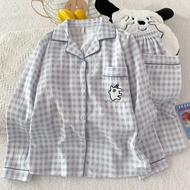 Oni.Shop_Soft Long-Sleeved Pajama Set with Turn-down Collar Ao Dai and Trousers with Many Patterns N